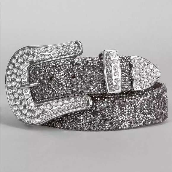 Ariat Accessories - Ariat Western Crystal Rhinestone Leather Glitz Belt 36.5” Silver M/L